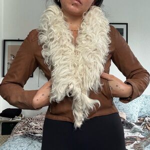 Brown Jacket with Cream Fur Collar